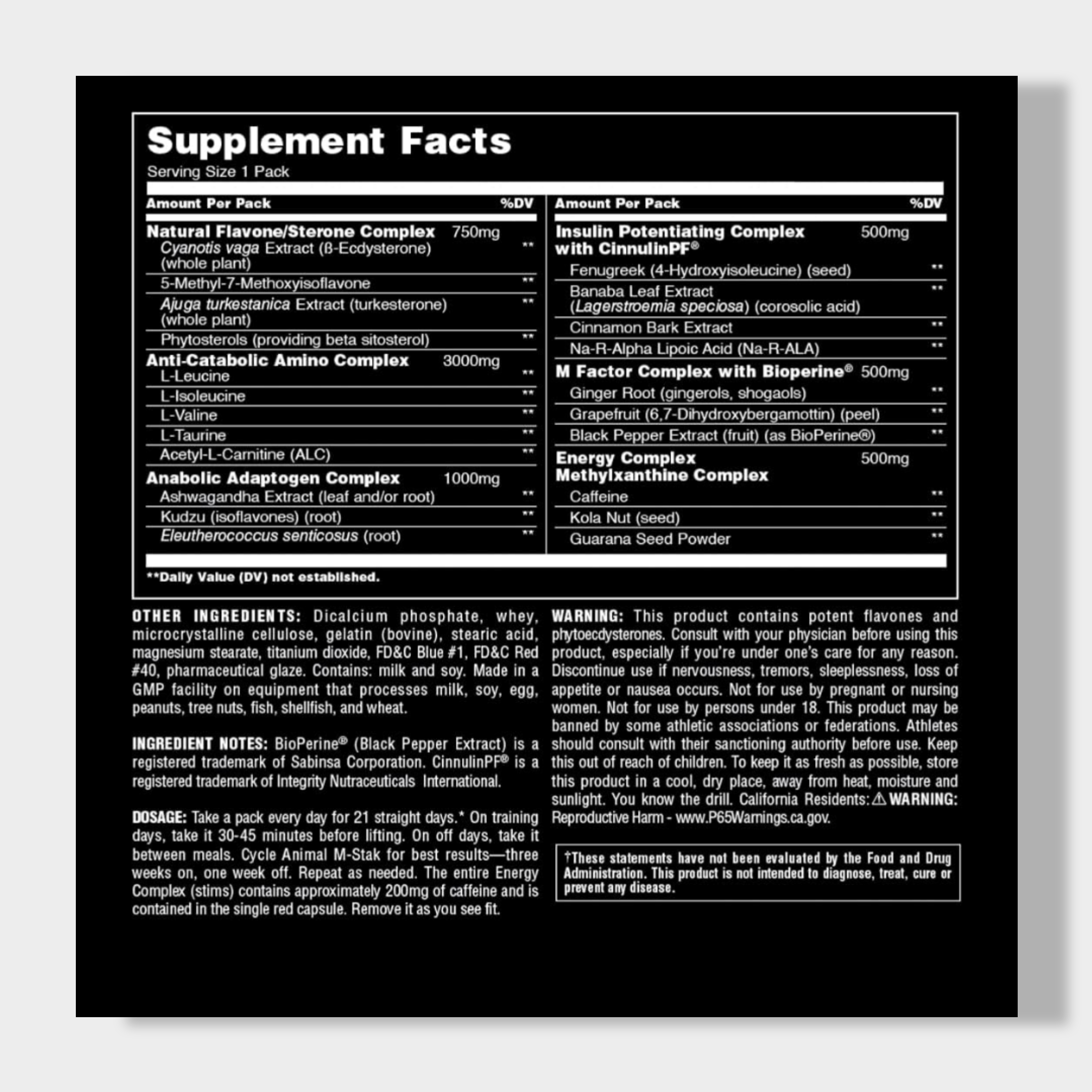 Universal Nutrition Animal M-Stak Non-Hormonal All Natural Anabolic Gainer Supplement