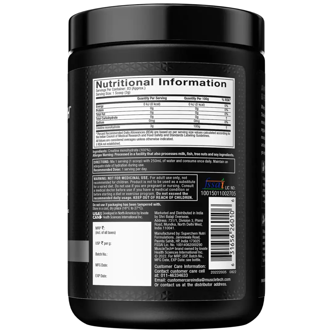 MuscleTech Platinum 100% Creatine | 250gm | Unflavoured