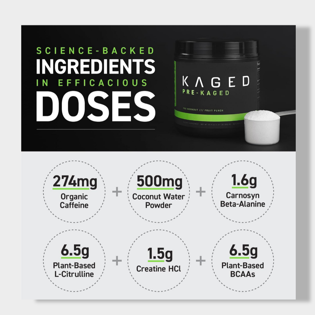 Kaged Original Pre Workout Powder | Pre-Kaged | Formulated with Creatine, Beta Alanine, Pure Caffeine
