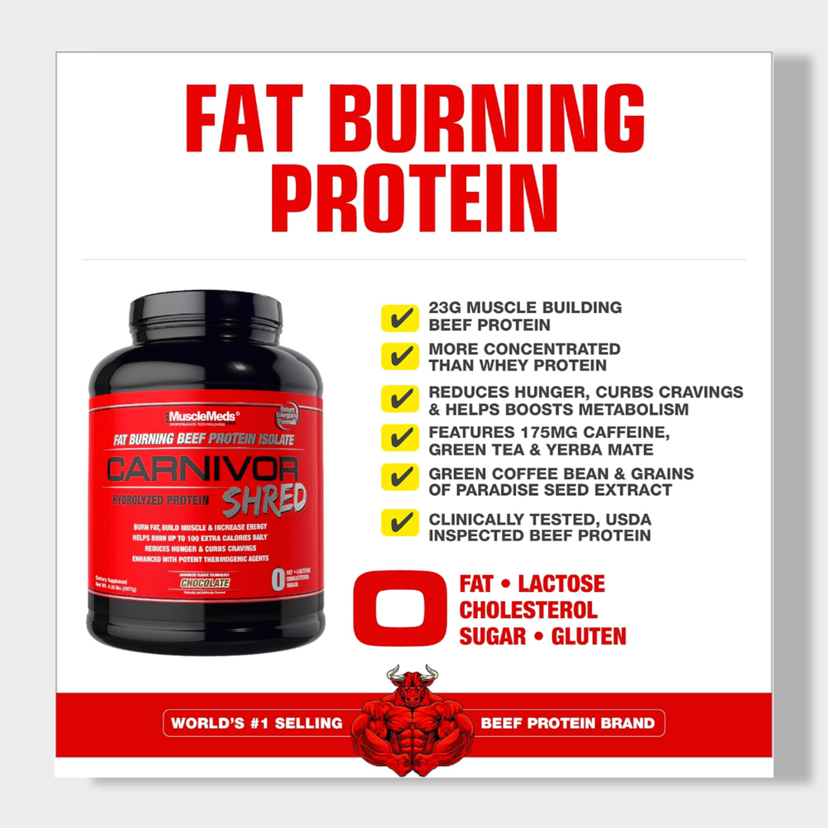 MuscleMeds Carnivor Shred Fat Burning Hydrolized Beef Protein Isolate | 4.35lbs