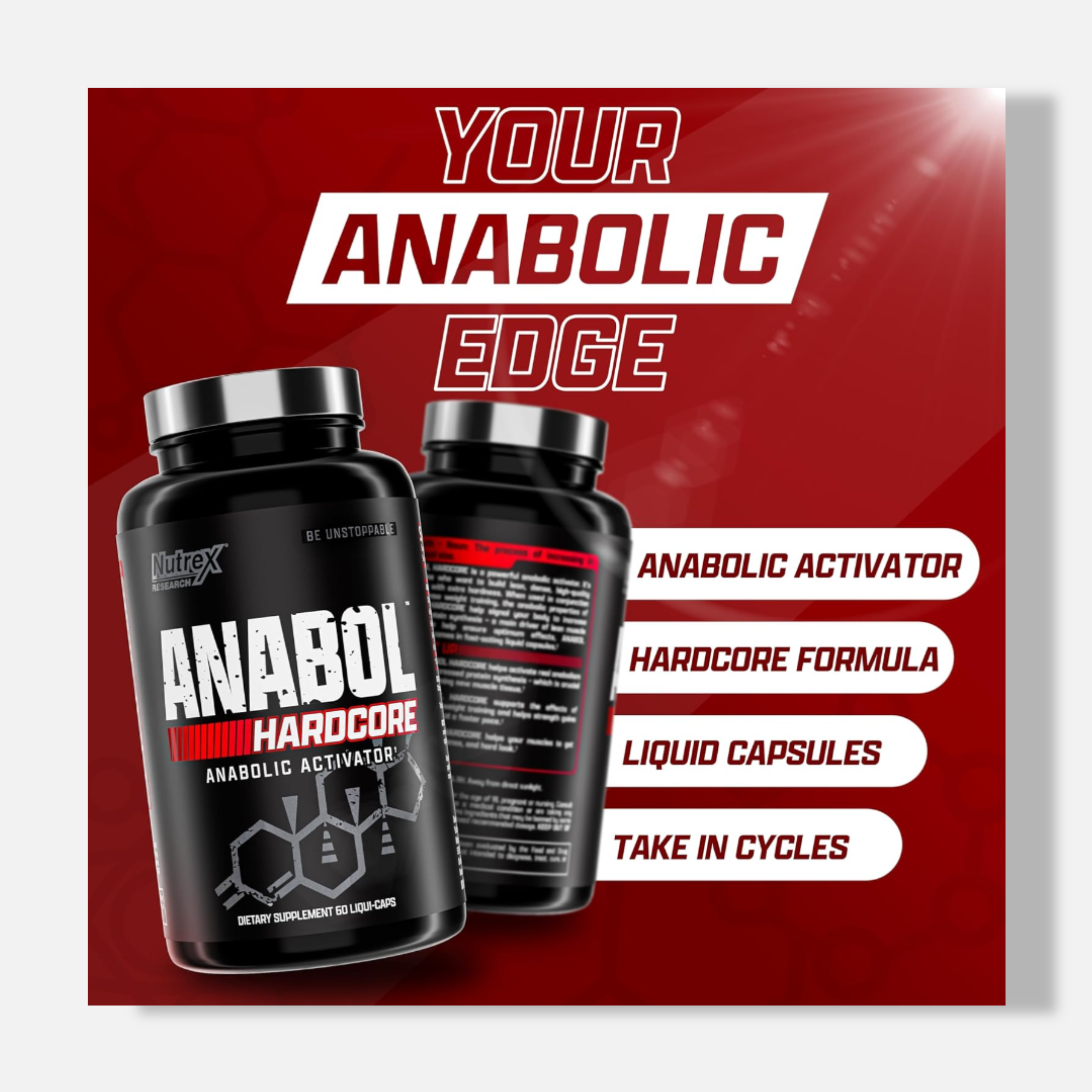 Nutrex Research Anabol Hardcore Anabolic Activator, Muscle Builder and Hardening Agent capsules