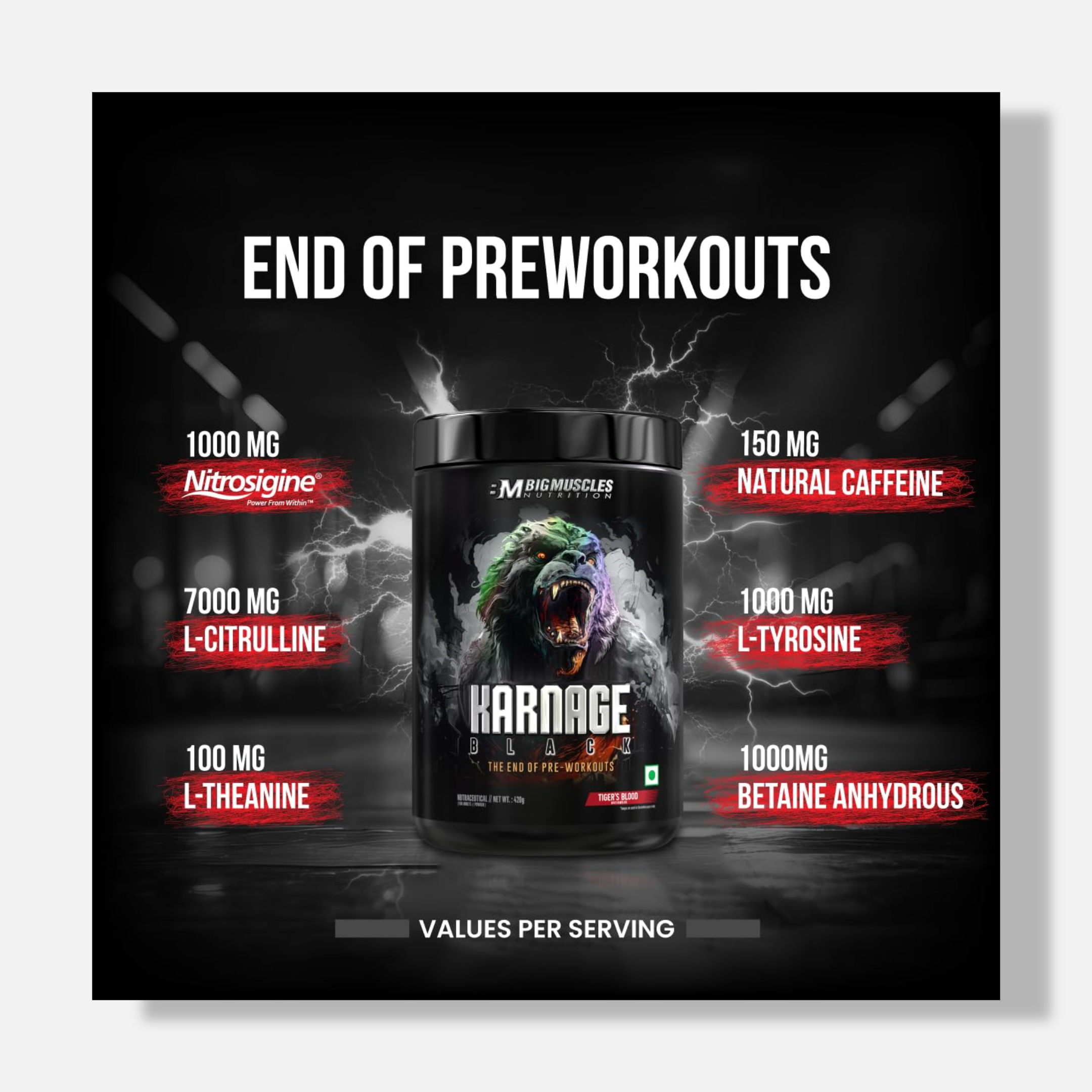 Bigmuscles Nutrition Karnage Black Preworkout