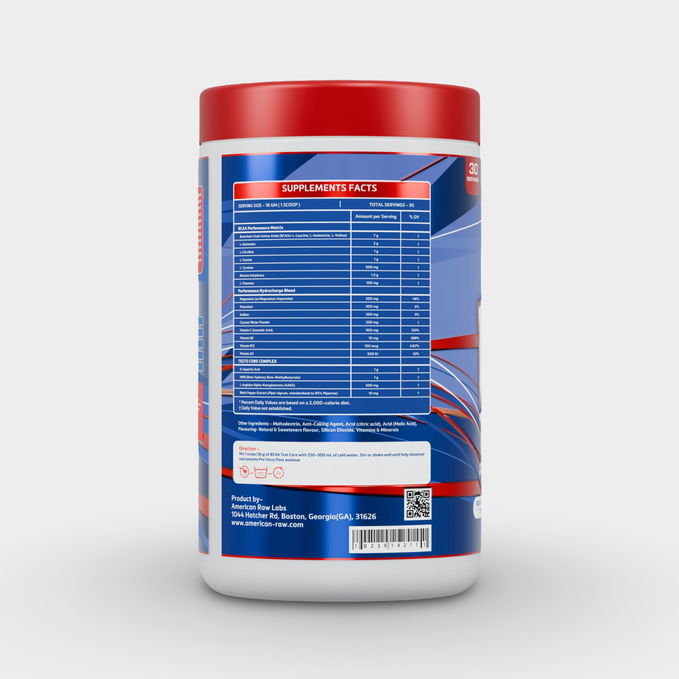 American Raw Bcaa Test Core | 540g