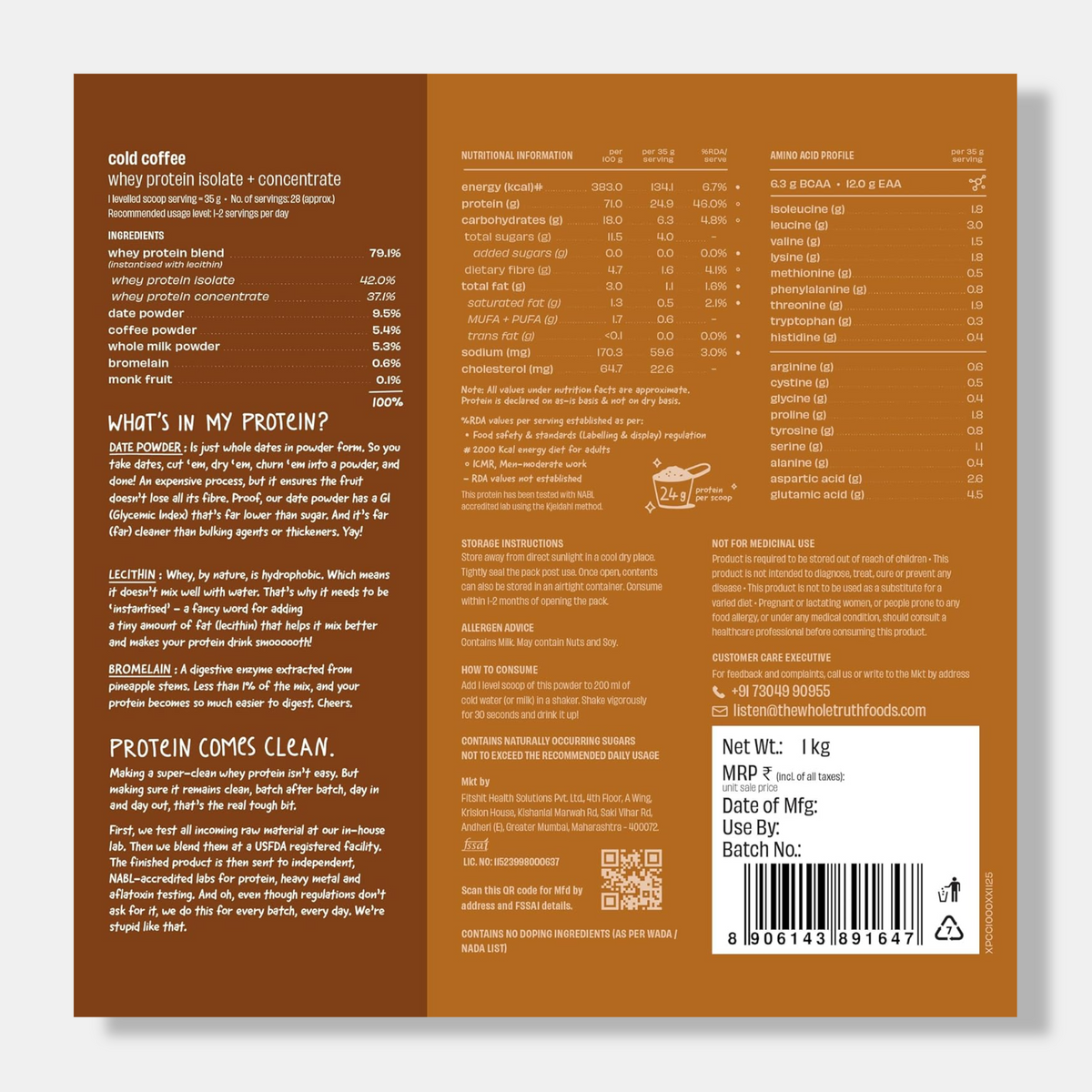 The Whole Truth Whey Protein Isolate + Concentrate | 1kg