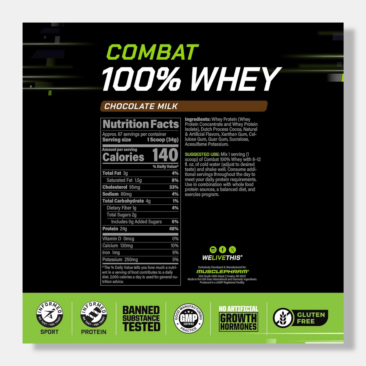 MusclePharm (MP) Combat 100% Whey | 5 lbs