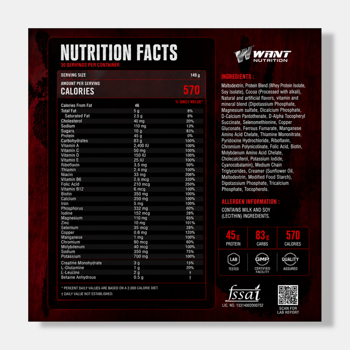 Want Nutrition Brutal Mega Mass | 4.5 kg