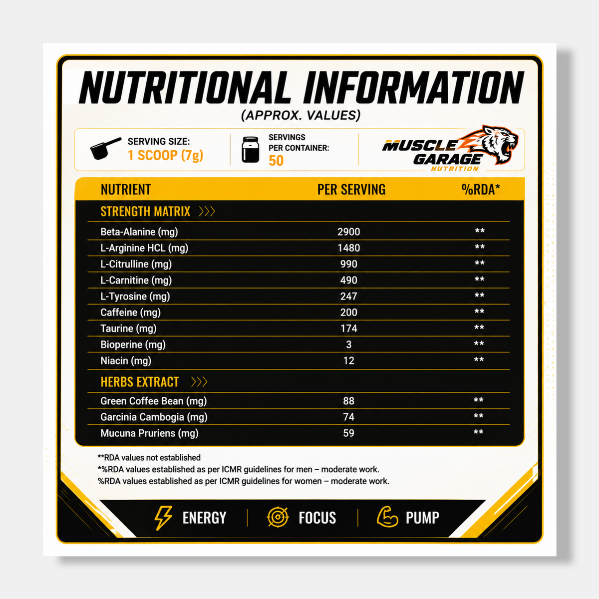 Muscle Garage R-50 GOAT Pre Workout | 350g
