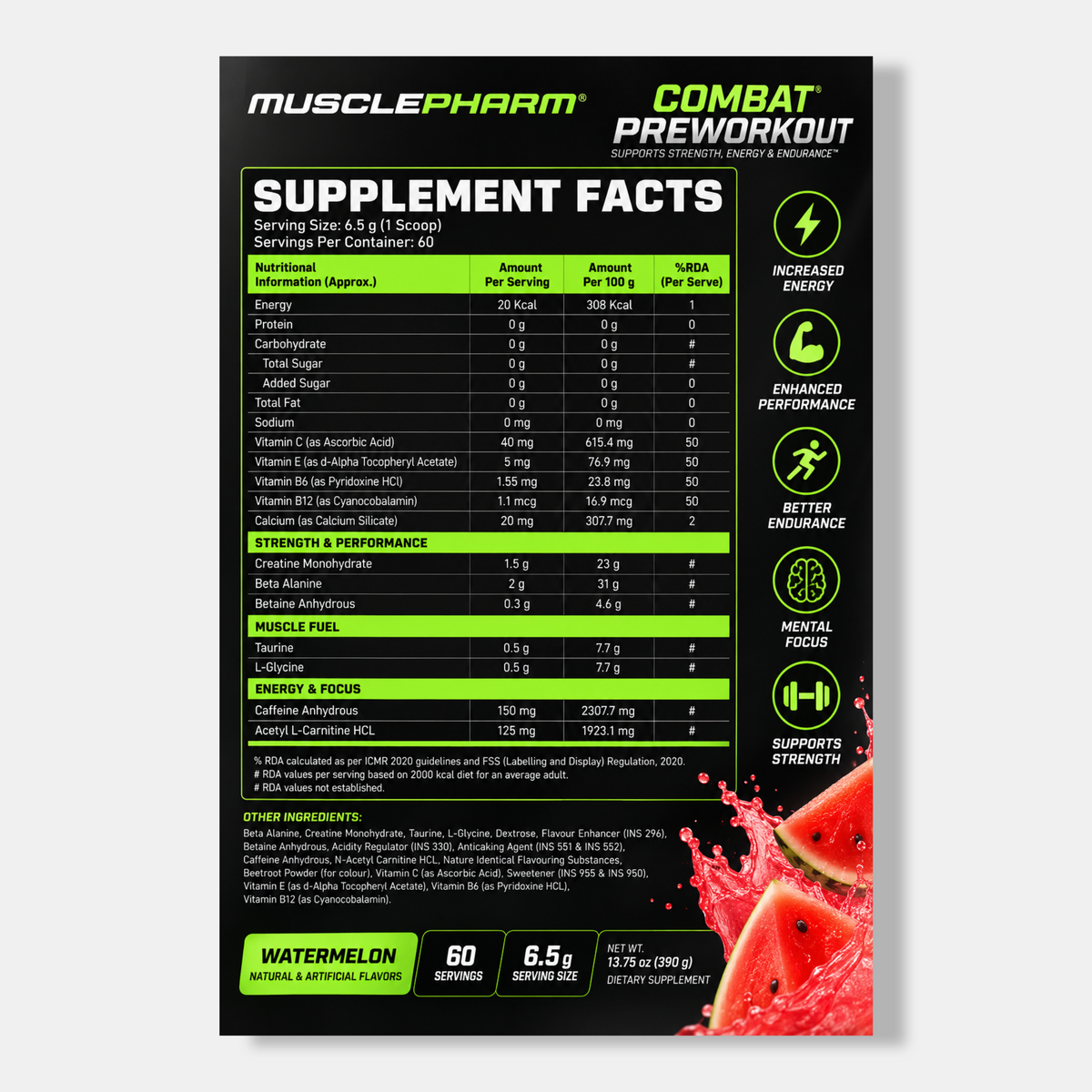 MusclePharm (MP) Combat Pre-Workout | 390g