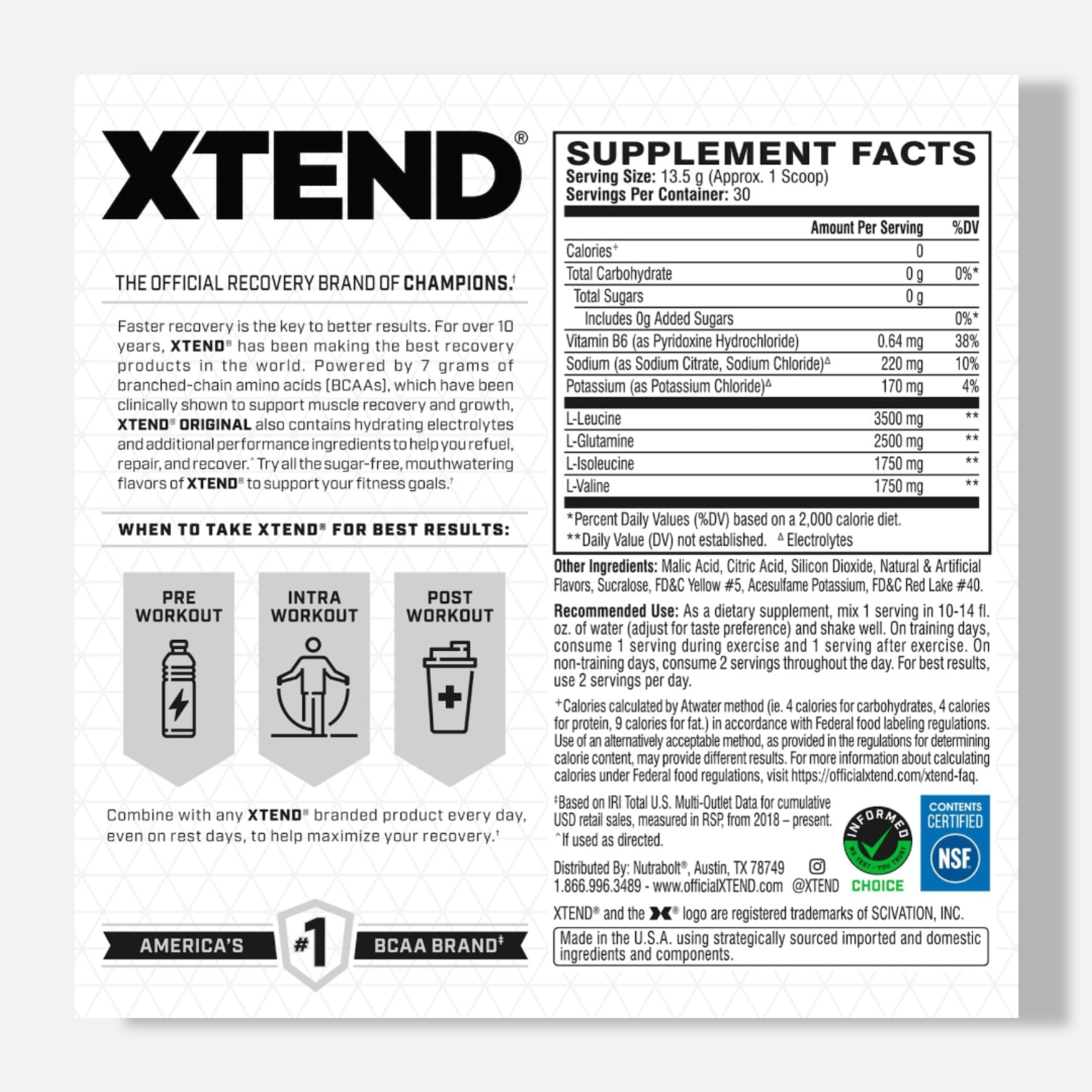 Scivation Xtend Bcaa | 30 servings | Made In USA