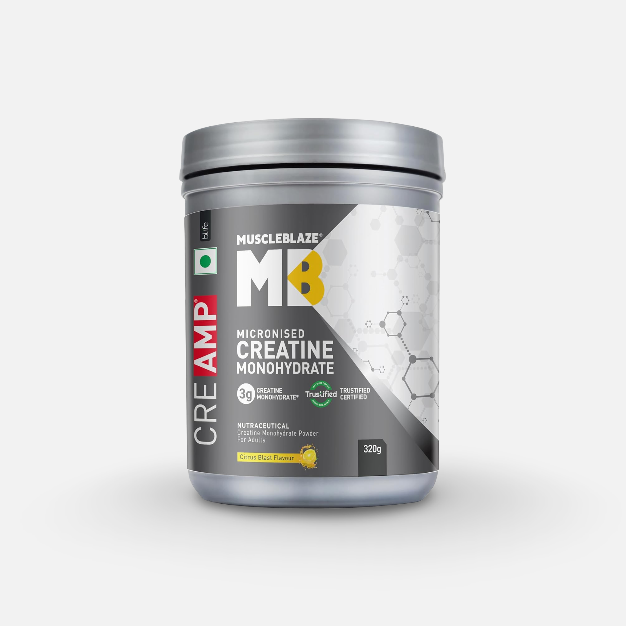 MuscleBlaze Creatine Monohydrate CreAMP, Trustified Certified Creatine | 320g