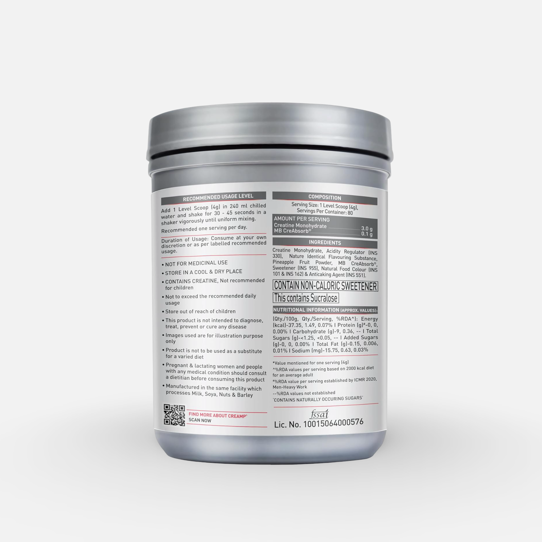 MuscleBlaze Creatine Monohydrate CreAMP, Trustified Certified Creatine | 320g