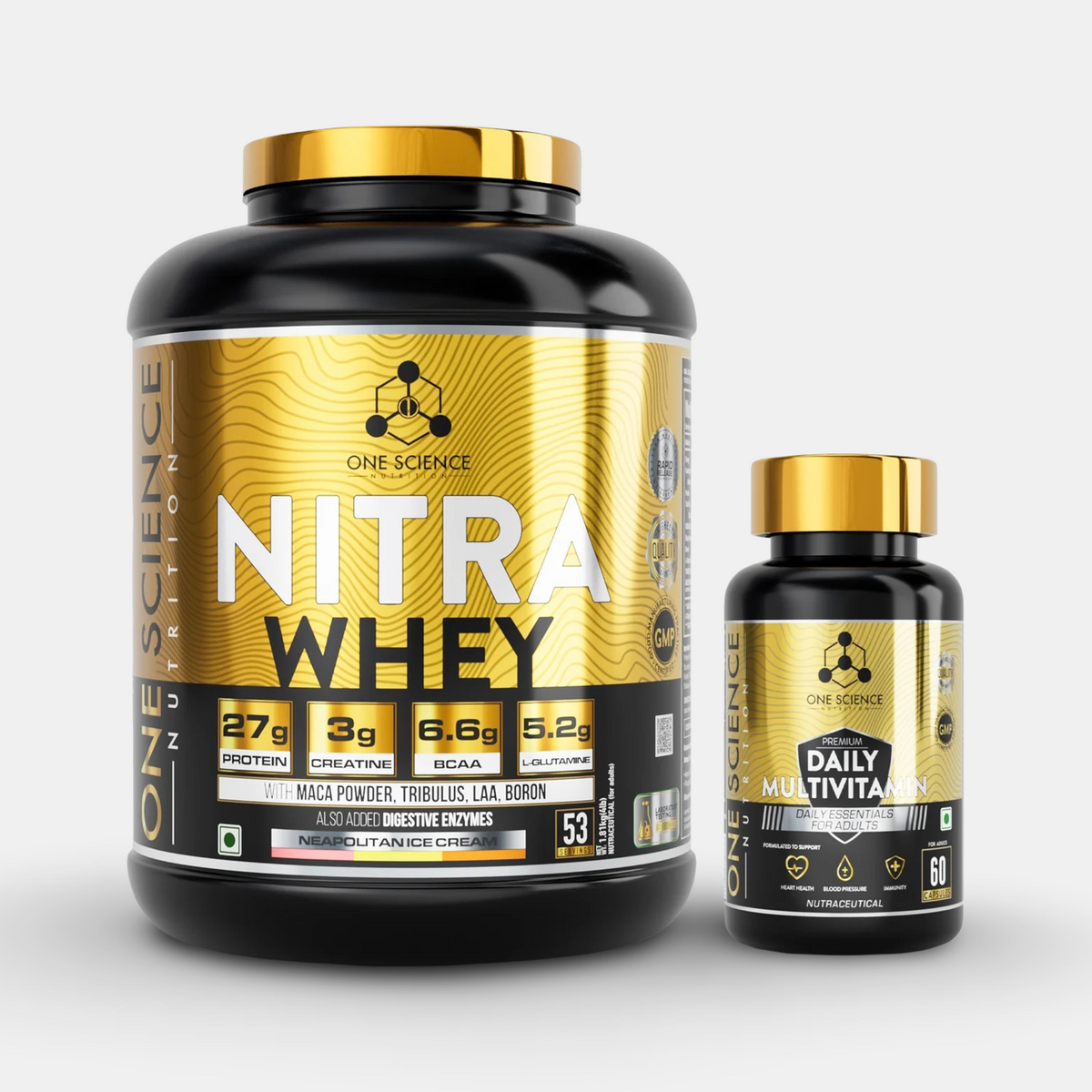 One Science Nitra Whey 5lb + Daily Multivitamin 60 caps Combo
