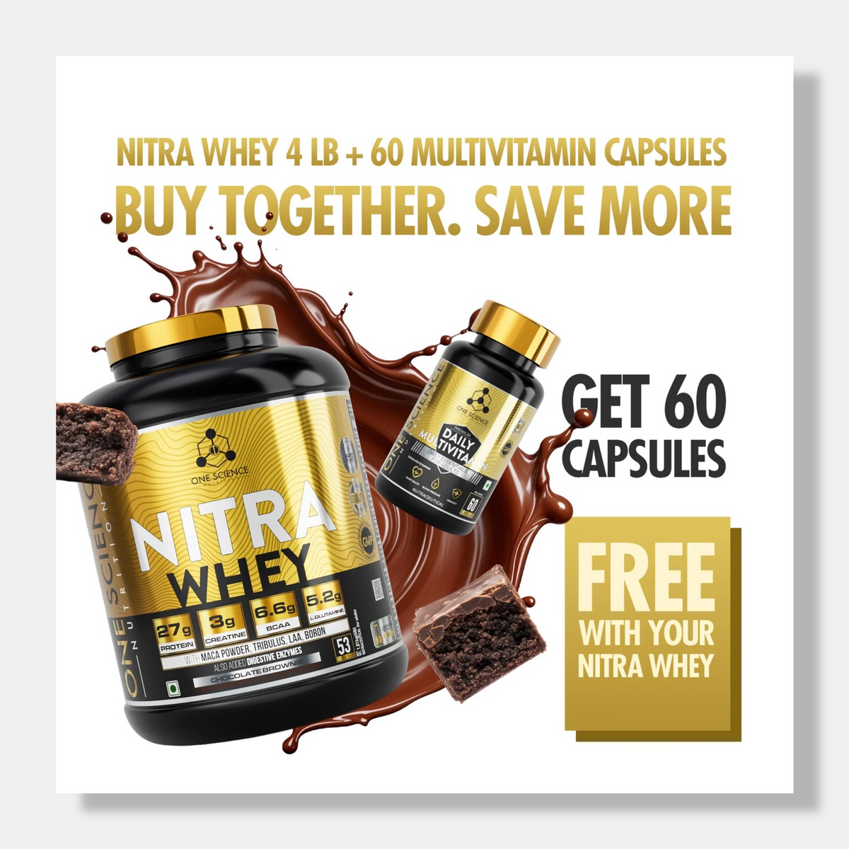 One Science Nitra Whey 5lb + Daily Multivitamin 60 caps Combo