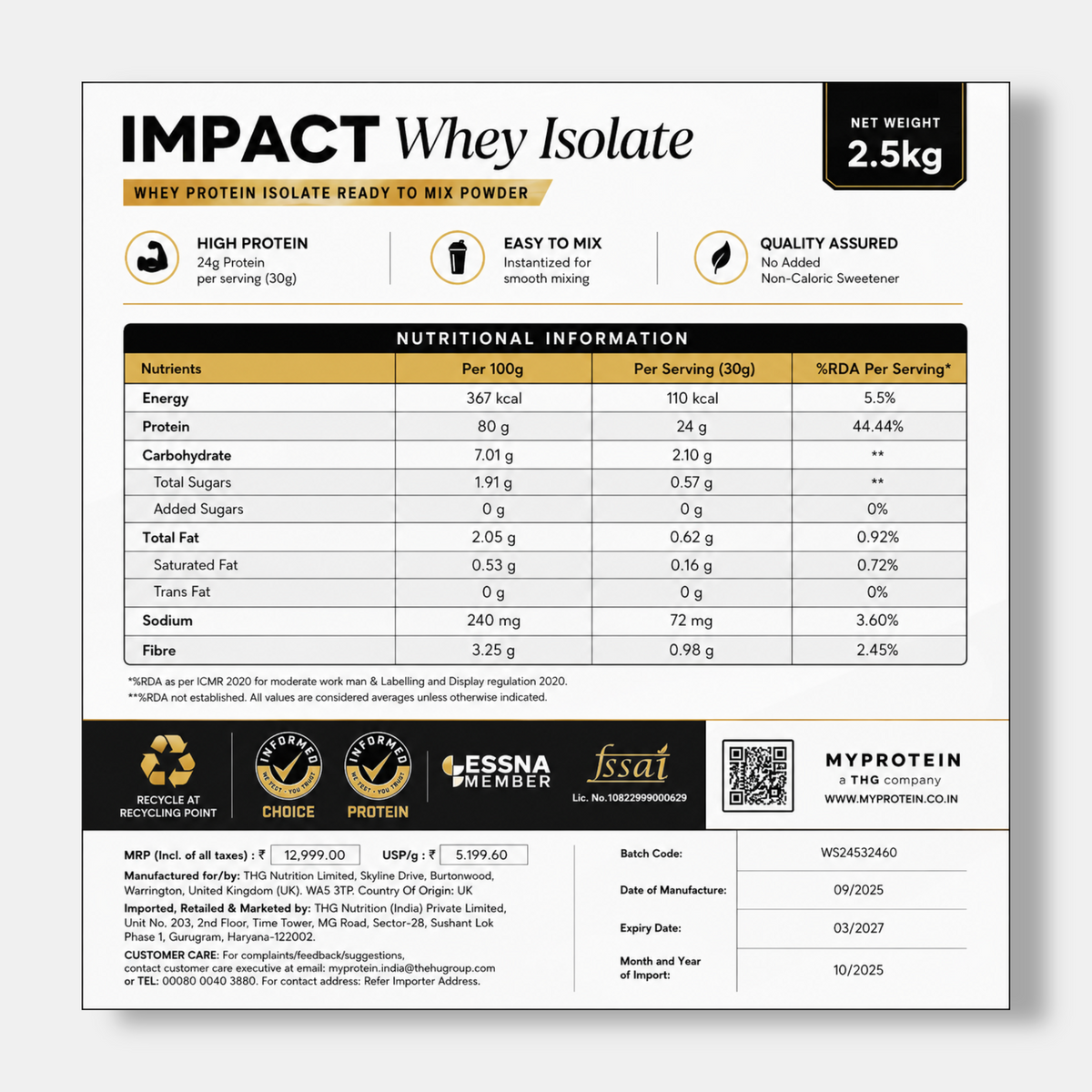 Myprotein Impact Whey Isolate | 2.5kg